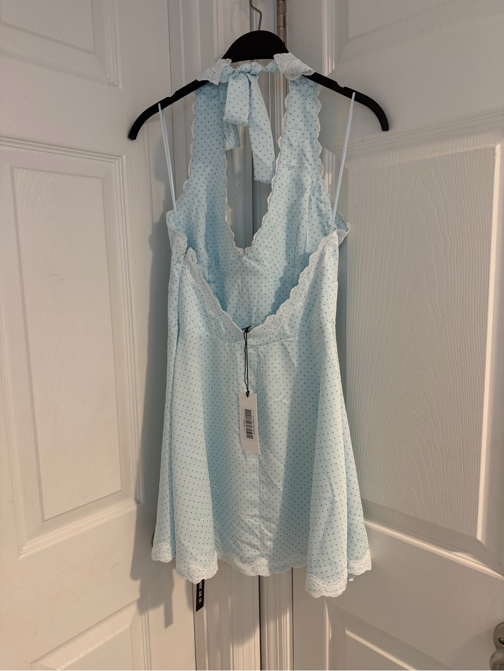 Frankie's Bikinis Light Blue Polka Dot Halter Dress - Picture 3 of 6